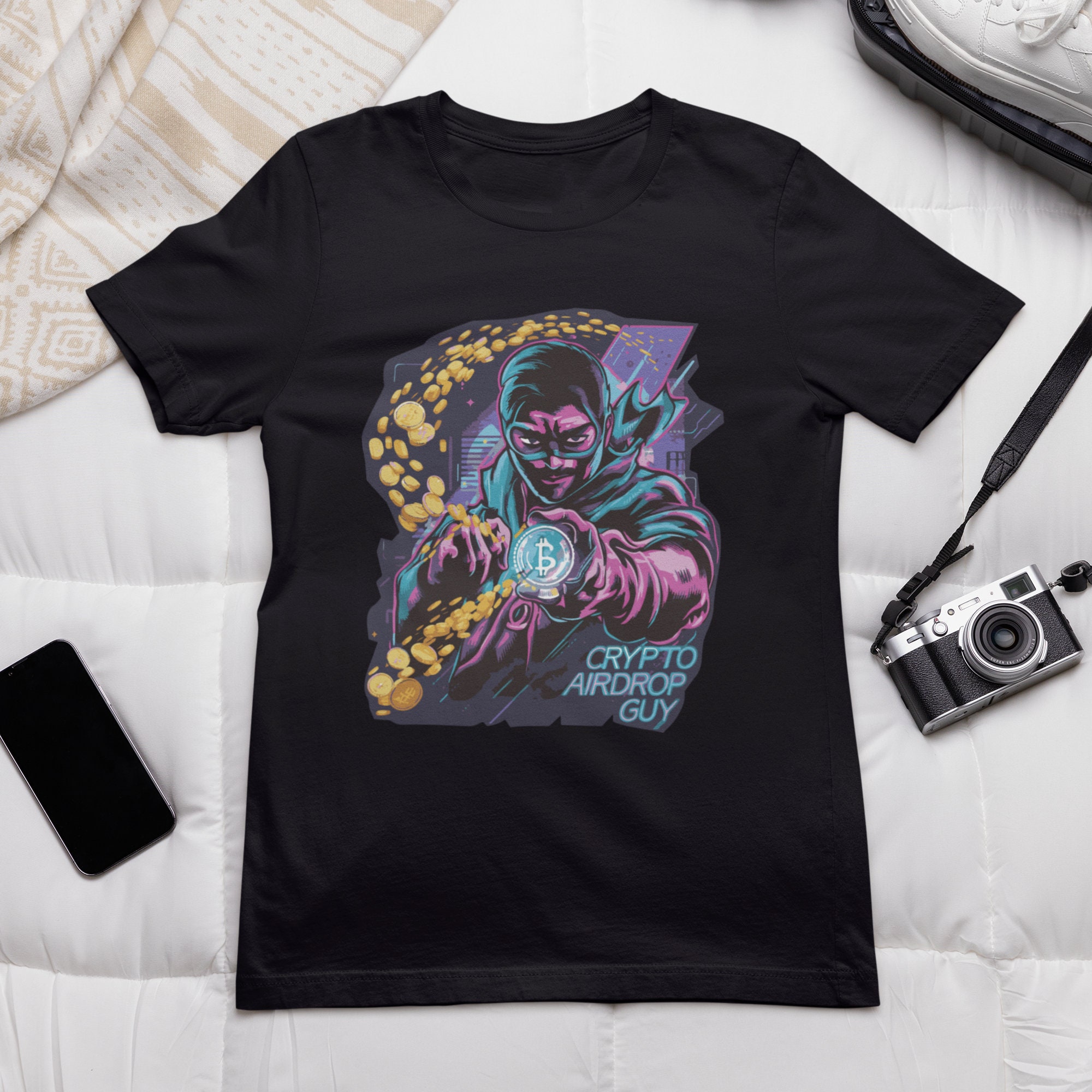 Crypto Airdrop T-Shirt: Bitcoin Miner, NFT, Dogwifhat Art