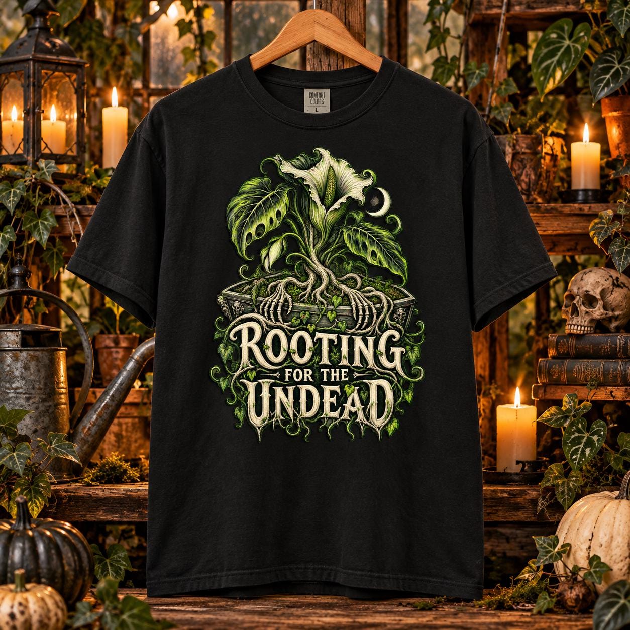 Rooting for the Undead Shirt, Gothic Plant Halloween Tee, Spooky Botanical T-Shirt