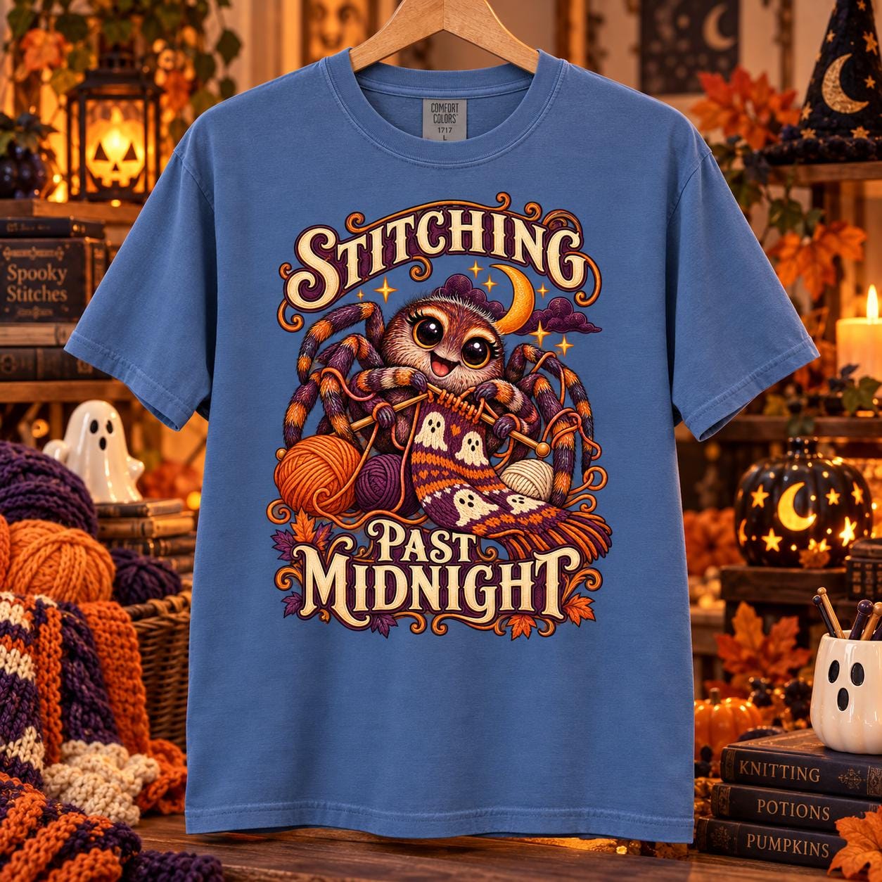 Halloween Crochet Knitting T-Shirt, Spider Crafter Tee, Yarn Lover Gift