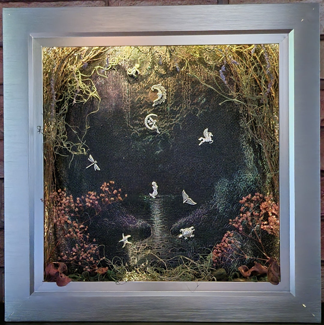 3D Miniature Shadow Box Lighted Fantasy Framed Diorama Book Nook