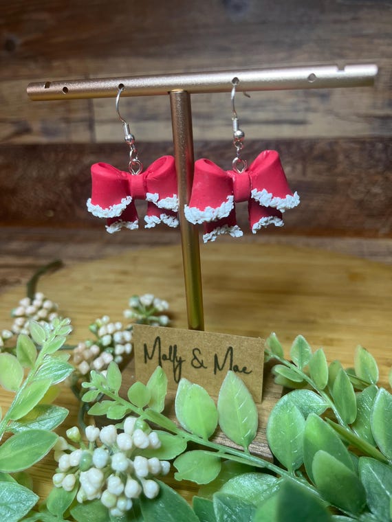 Snow Covered Bow Dangle Earrings