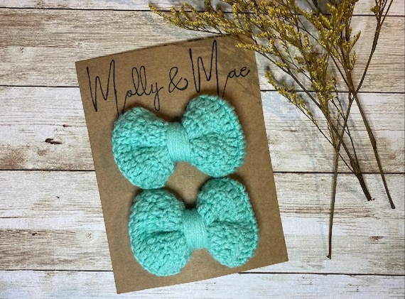 Crochet Bow Seafoam, Bow Clip, Headband