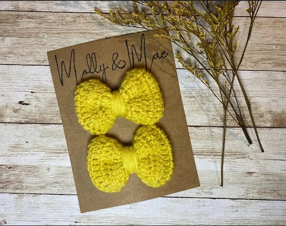 Crochet Bow Orange, Bow Clip, Headband