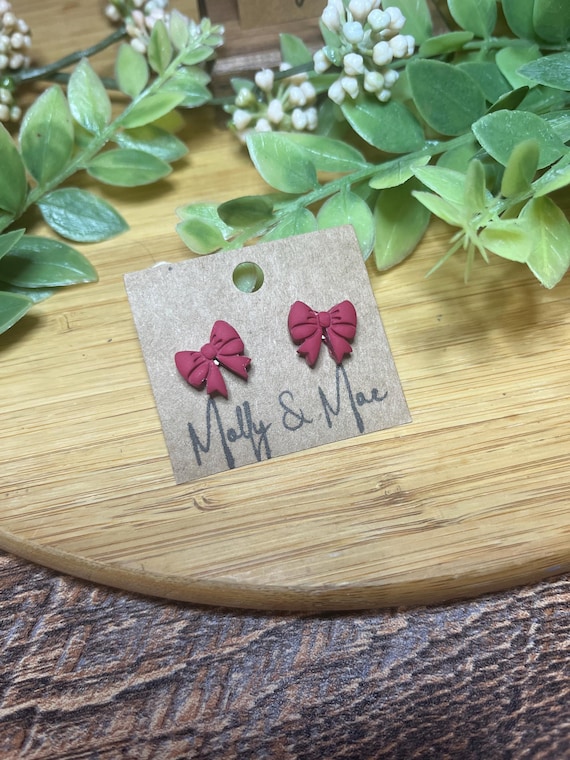 Red Bow Stud Earrings: Valentine's, Christmas, Holiday earrings