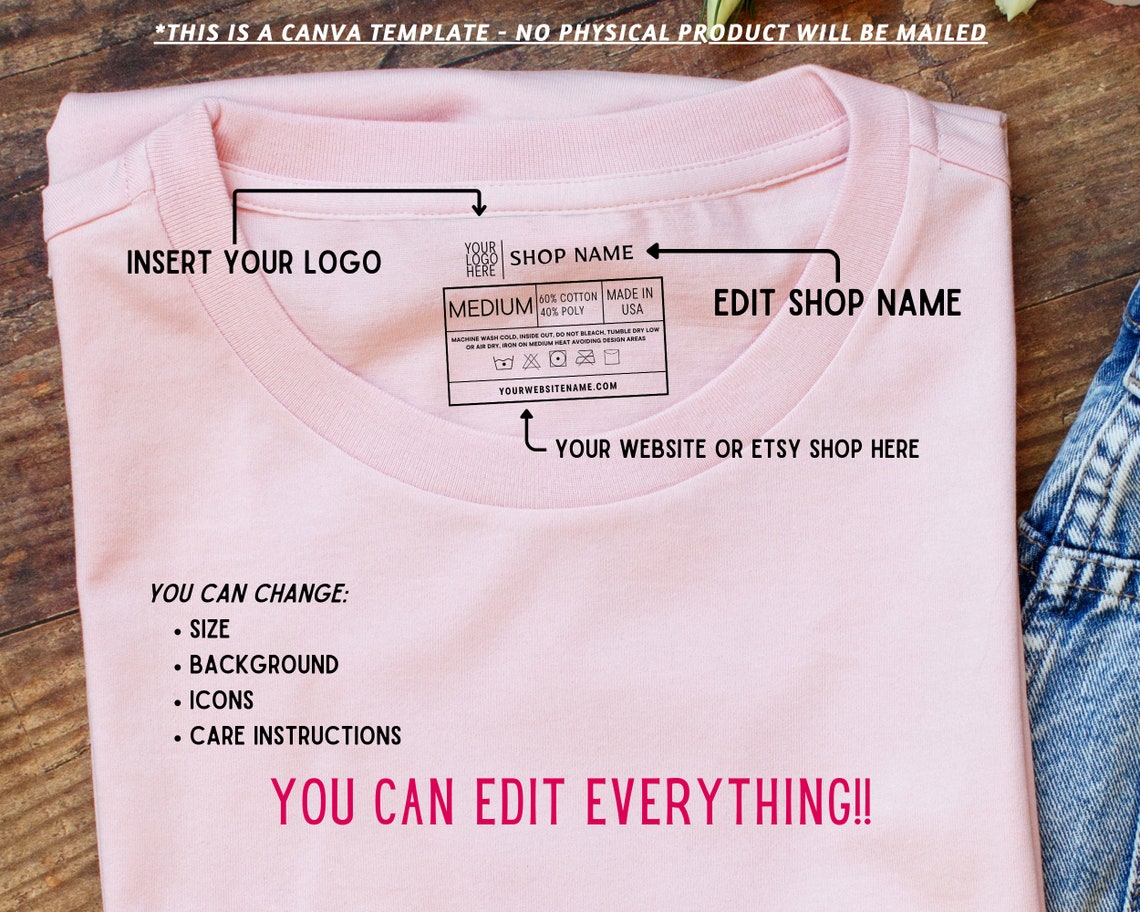 Editable Clothing Neck Label Canva Template DIY Tag Design Custom Label ...