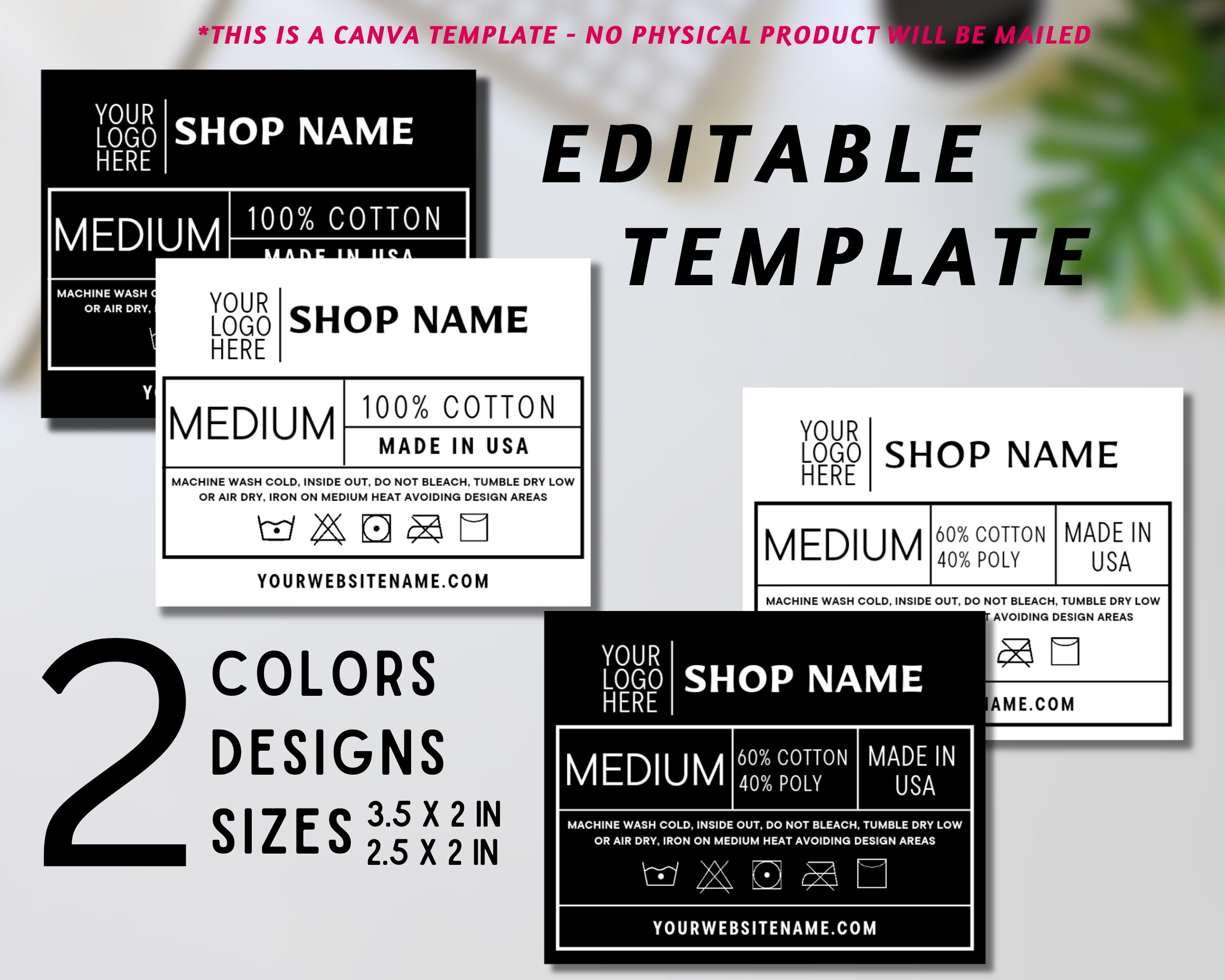Editable Clothing Neck Label Canva Template DIY Tag Design Custom Label ...