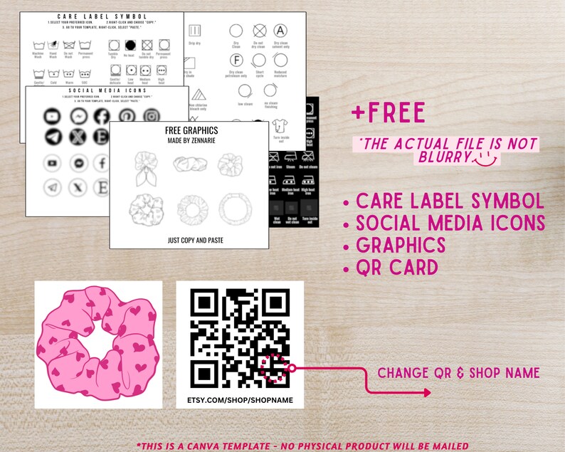 Editable Scrunchie Tag Template for Small Businesses Customizable Easy ...