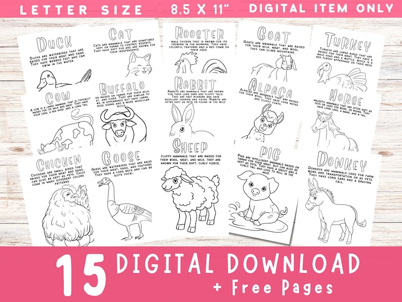 Printable Farm Animal Coloring Educational Activities for Kids Cute ...