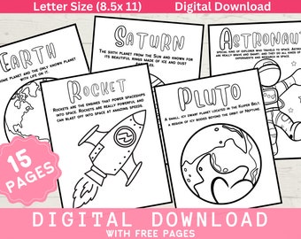 Space Learning Pages Space Adventure Astronaut Coloring Pages for Kids Activity Worksheet ...