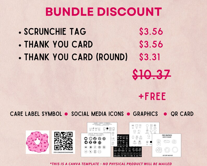Editable Scrunchie Tag Template for Small Businesses Customizable Easy ...