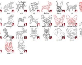 bundle of 48 Abstract animals DXF-SVG-LBRN laser cut file