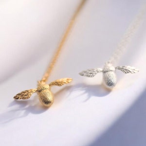 Bee Sterling Silver Necklace / Gold Plated Pendant Necklace for Woman / Gift for Her