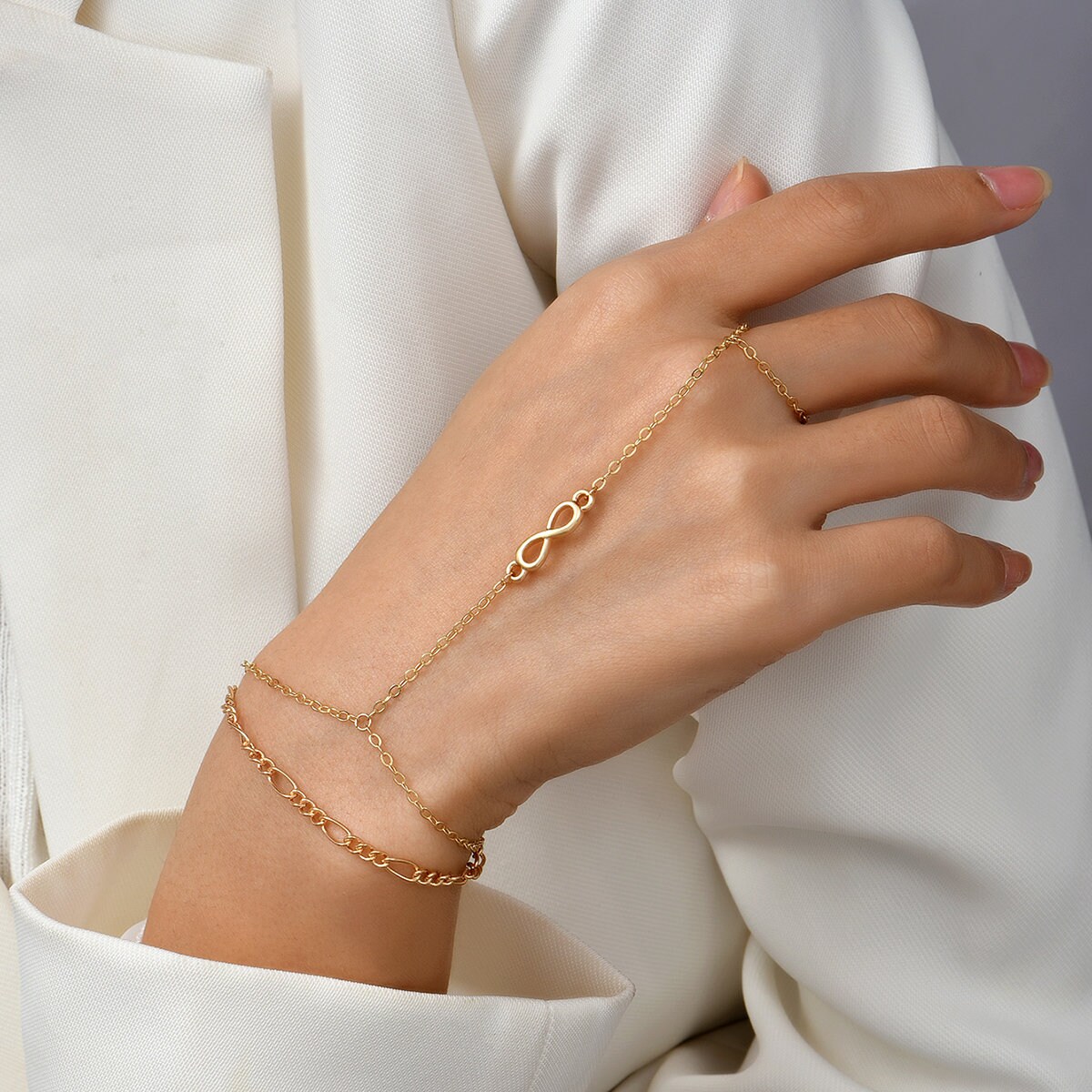 Finger ring hand bracelet deals