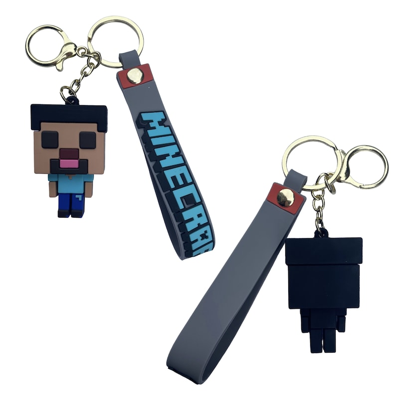 Block-style Minecraft Character Keychains - Creeper, Skeleton, Diamond ...