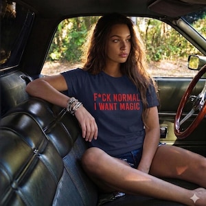 Jävligt vanligt, jag vill ha magi, t-shirt med grafisk citat