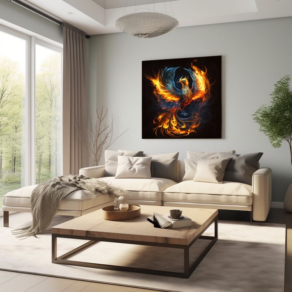Digital Download of the Flaming Phoenix - Unique Art Illustration for Decoration and Design - Present Idea - Fantasy Fans
