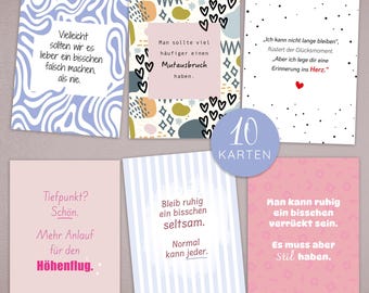 Set of 10 motivational cards | Postcards for friendship | Inspiring sayings | Mindfulness & solidarity | Self-love card set