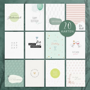 20 x Geburtstagskarten, Glückwunschkarten, Geburtstagsgrüße, DIN A6 Grußkarten Set, Happy Birthday Kartenset, Postkarten