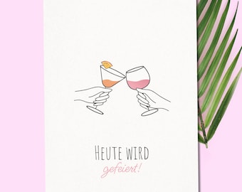 Carte d'anniversaire « Aujourd'hui est célébrée », carte de vœux DIN A6, cartes postales joyeux anniversaire, carte de vœux d'anniversaire, papier recyclé