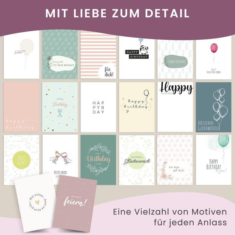 Geburtstagskarten Set, individuell zusammenstellen, Glückwünschkarten Mix zum Geburtstag, DIN A6 Grußkarten Set, Happy Birthday Postkarten Bild 5