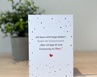 Postkarte „Erinnerung im Herz“ | Glücksmoment Spruch | Karte für beste Freundin, Dankbarkeit, Liebe & Freundschaft | DIN A6 Recyclingpapier