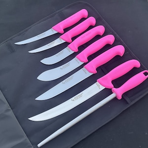 Handgefertigte Pink Serie Kochmesser Set mit Spezieller Tragetasche Barbie Messer Set Metzgermesser Messer Set Geschenk für Männer Frauen Mutter geschenk