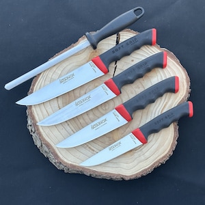 Handmade Soft Grip Set with Special Carrying Bag I Kitchen Knife Set I Butcher Knife Set I BBQ Chef Set I Gift for Men & Women I Soft Set