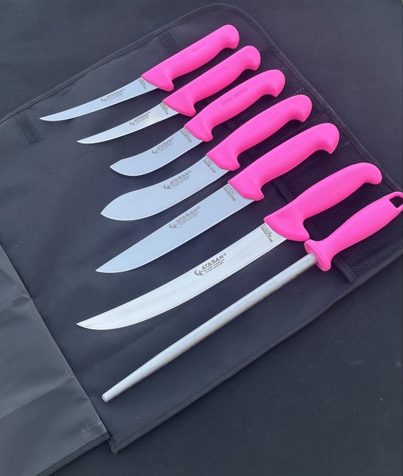 Handmade Pink Series Chef Knife Set With Special Carrying Bag I Barbie  Knife Set I Butcher Knife Set I Barby Knife Set I Gift for Men &women 