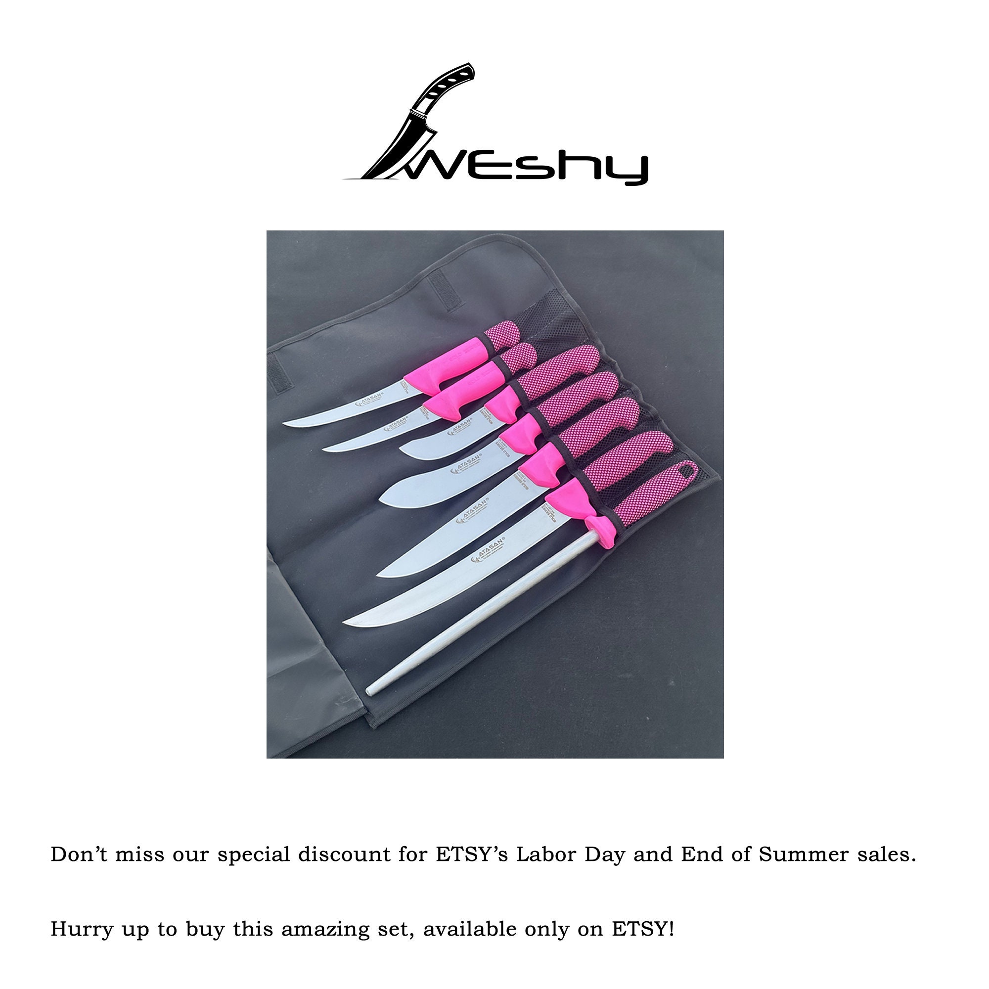Handmade Pink Series Chef Knife Set With Special Carrying Bag I Barbie Knife  Set I Butcher Knife Set I Barby Knife Set I Gift for Men &women 