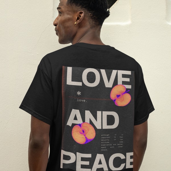Men's retro t-shirt, vintage 'love and peace' tee, short sleeve summer t shirt, gifts for him