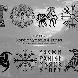 Runas y símbolos vikingos - Runas Futhark Svg - Runas vikingas nórdicas Png - Runas vikingas Cortar e imprimir