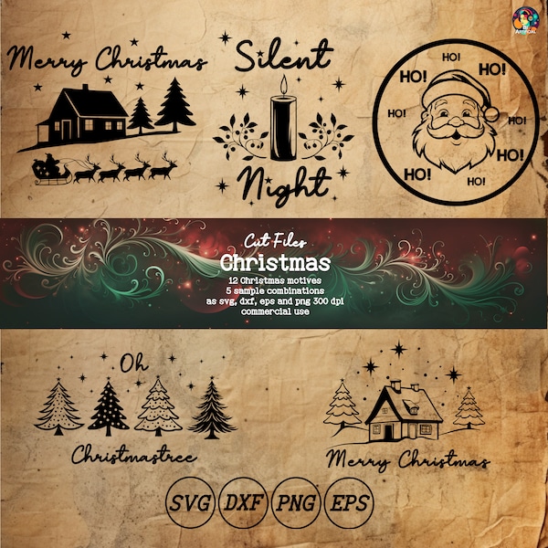 Christmas Cutfile Collection Kit, Plotterfiles Christmas, Weihnachten svg, Christmas svg, Christmas svg kit, Cutfiles with Christmas motives