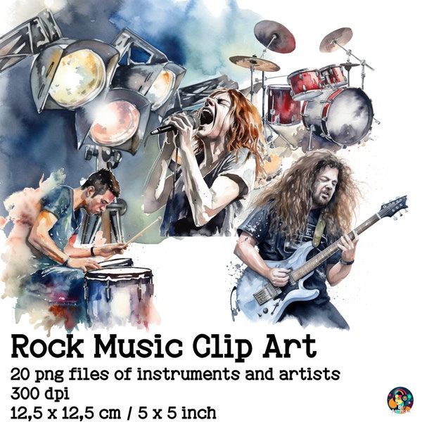 Rock Music Clip Art Rock and Roll Clip art Heavy Metal Clip art Rock&Roll Clipart  Metal Clipart Rock and Roll Illustration Commercial Use