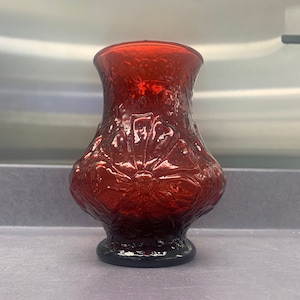 Rainflower Royal Ruby 5 5/8 Inch Pressed Glass Flower Vase by Anchor Hocking