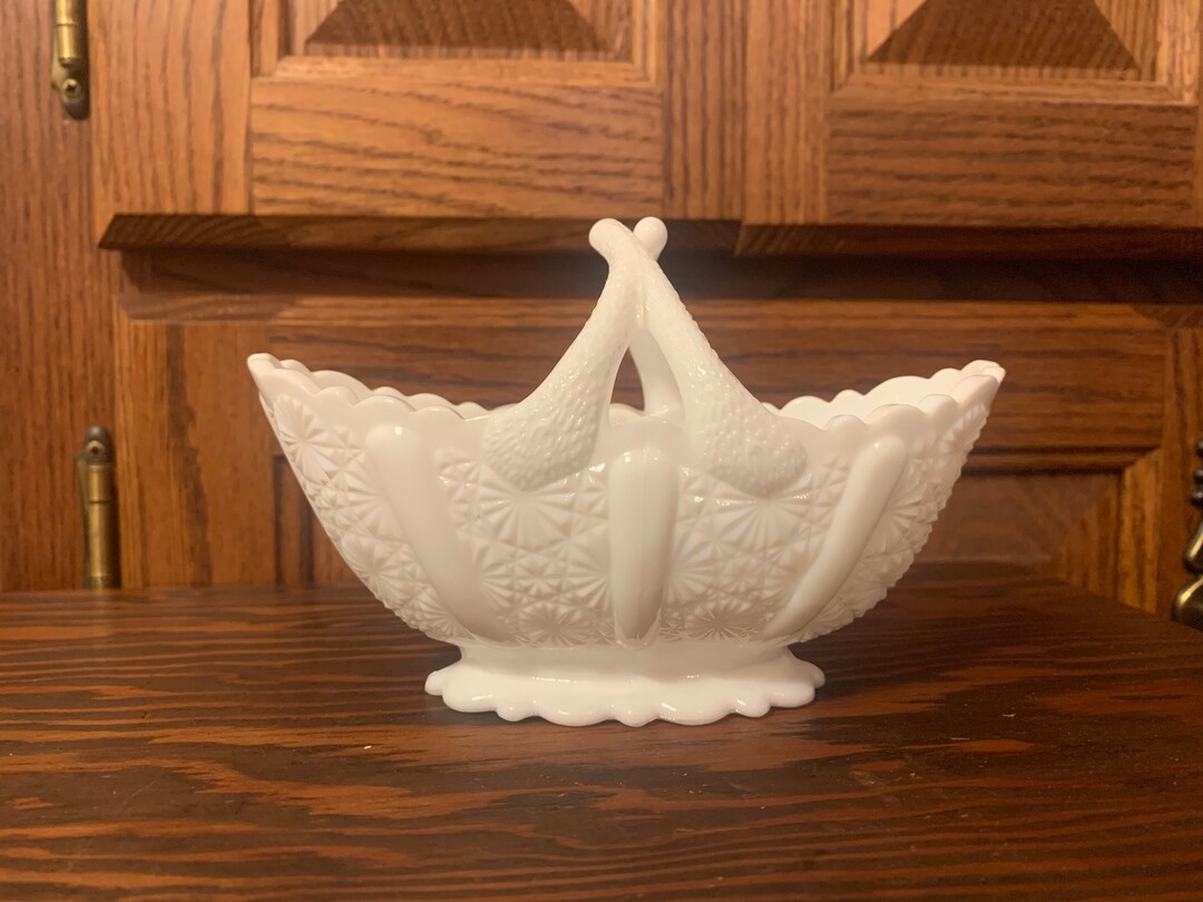 Daisy and Button Milk Glass No 1939 4 Inch Basket by Fenton Etsy