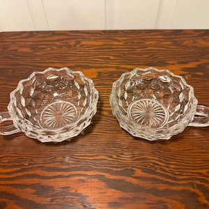 Pair of Fostoria Glass American Clear (2056) 5 1/2 Inch Handled Nappies