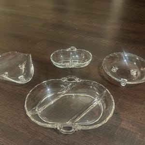Four Glass Pieces of Clear Heavy Pressed Fostoria Century (2630)