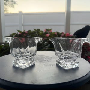 Fostoria Glass Transitions Clear (2936) Footed Creamer and Open Sugar Bowl