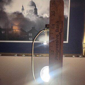 Hollywood Regency MCM Amber Glass Table Lamp on Brass Base image 2