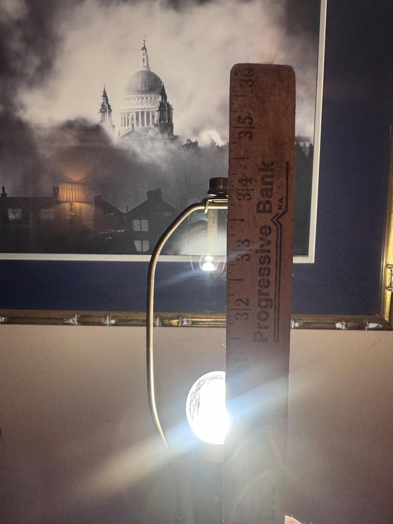 Hollywood Regency MCM Amber Glass Table Lamp on Brass Base image 2