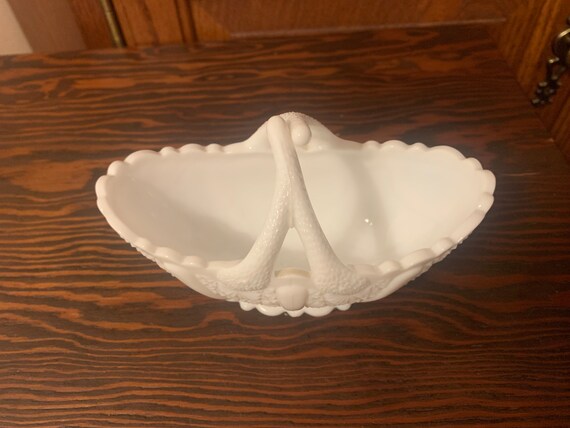 フェントンミルクガラスバスケットdaisy & button pattern フェントンミルクガラスバスケットdaisy & button pattern フェントン