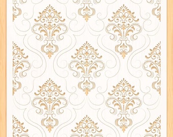 Sleek seamless damask wall pattern stencil