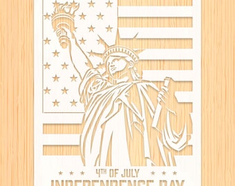 4th of july independence day usa flag with statue of liberty Stencil