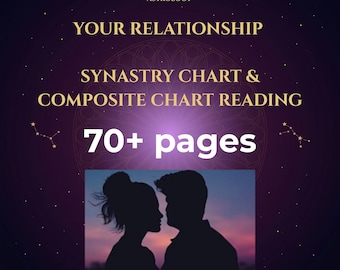 Kompatibilitäts-Astrologiebericht für Paare - Synastrie- und Diagrammlesung, 70 Seiten, personalisierte Beziehungs-PDF, Lieferung in 8 Stunden