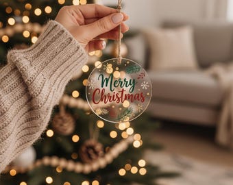 Christmas Tree Decoration, Clear Acrylic, Xmas Gift, Christmas Ornaments