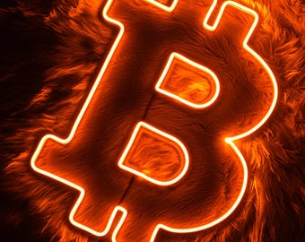 Bitcoin Logo Neon Sign: Trader Office Decor