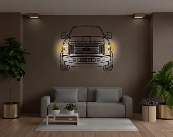 Industrial  Car Metal Decor - F350 Metal Led Wall Art - Unique Man Cave Art For Enthusiast - Industrial Chic Neon Silhouette - Neon Sign