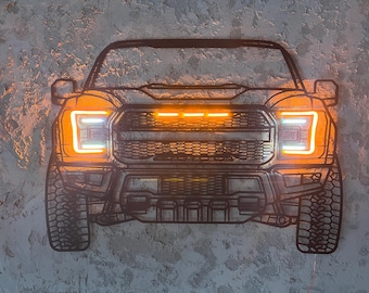 Vintage Car Metal Decor - F150 Metal Led Wall Art - Unique Man Cave Art For Enthusiast - Industrial Chic Neon Silhouette - Neon Sign