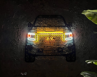 Vintage Car Metal Decor - GMC Sierra Metal Led Wall Art - Unique Man Cave Art For Enthusiast - Industrial Chic Neon Silhouette - Neon Sign