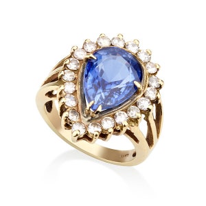 Sapphire and diamond pear ring